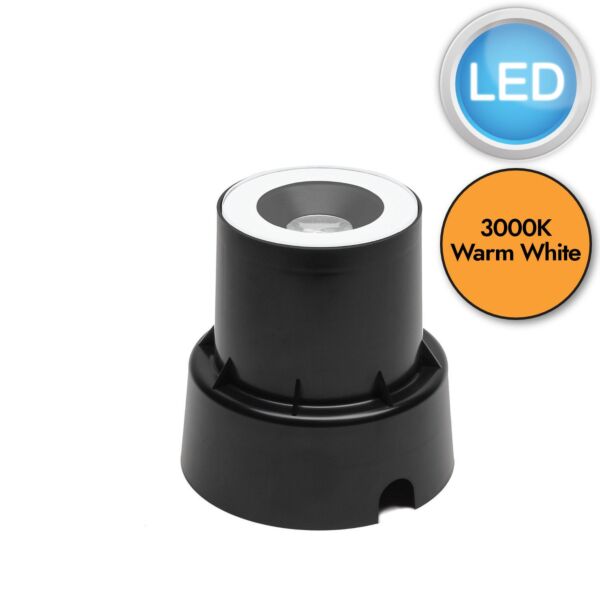 Konstsmide - Ground Spot - 7876-250 - LED Black White Glass 2 Light IP65 Outdoor Ground Light