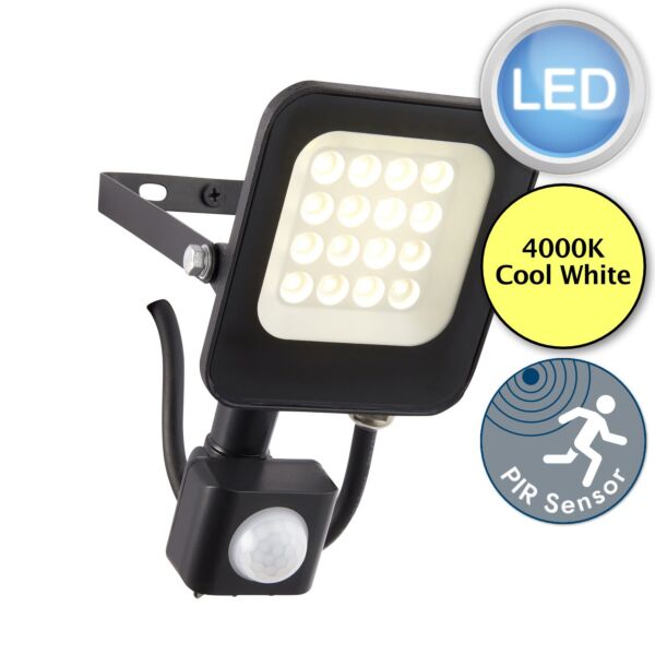 Saxby Lighting - Guard PIR Override - 108672 - LED Black Clear Glass IP65 Outdoor Sensor Floodlight