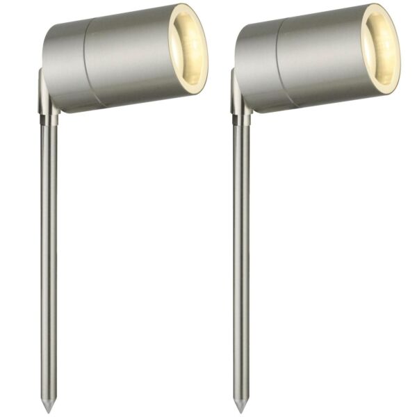 Set of 2 Blaze - Stainless Steel Outdoor Spike Lights