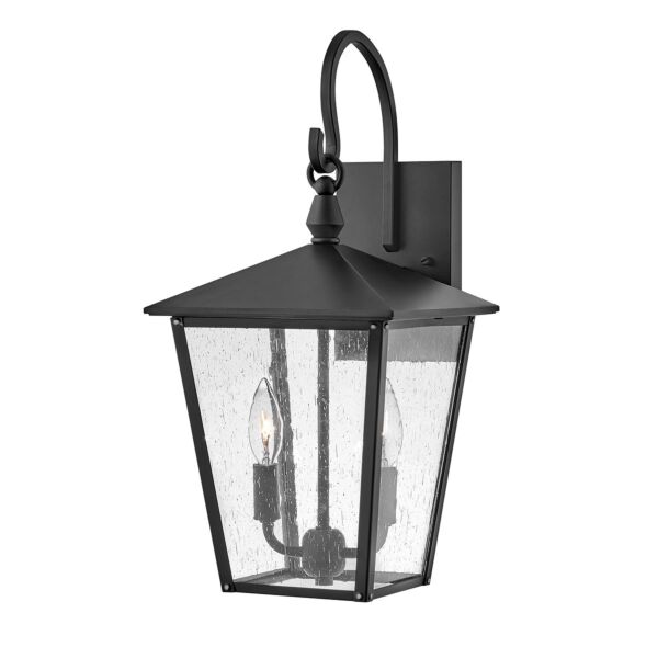 Hinkley Lighting - Huntersfield - HK-HUNTERSFIELD2-M-BK - Black Clear Seeded Glass 2 Light IP44 Outdoor Wall Light