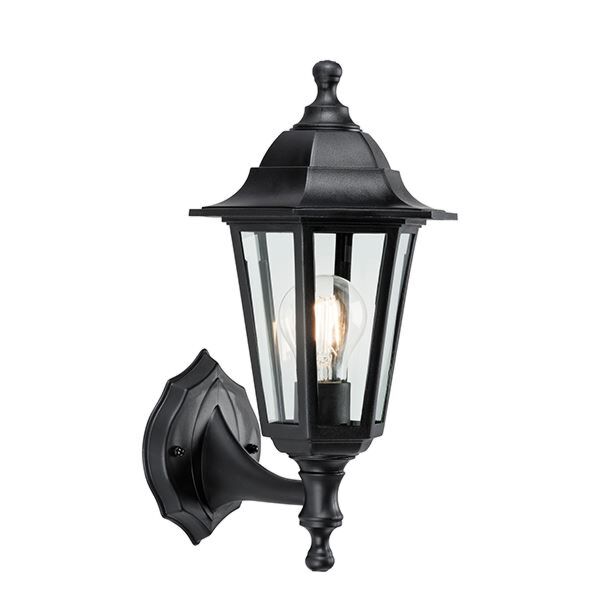 Endon Lighting - Bayswater - EL-40045 - Black Clear Glass IP44 Outdoor Wall Light