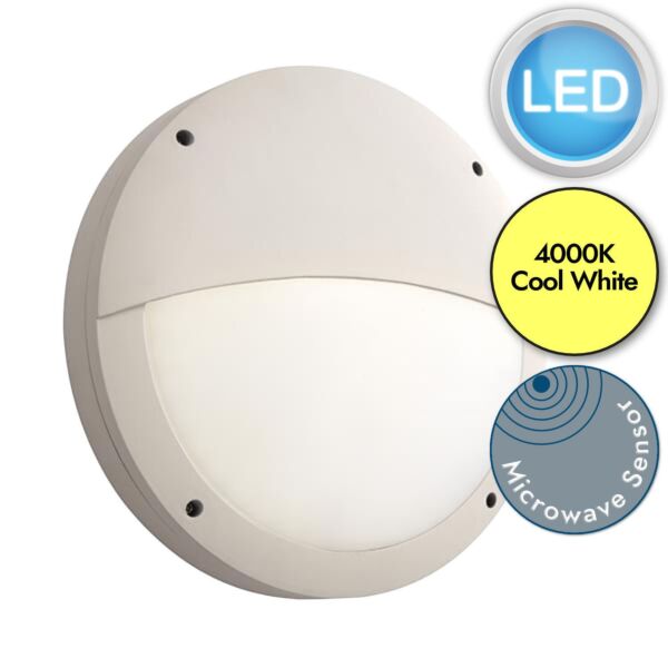 Saxby Lighting - Luik - 69232 & 72180 - LED White Opal Microwave 18w Gear Tray Eyelid Casing Outdoor Sensor Bulkhead Light