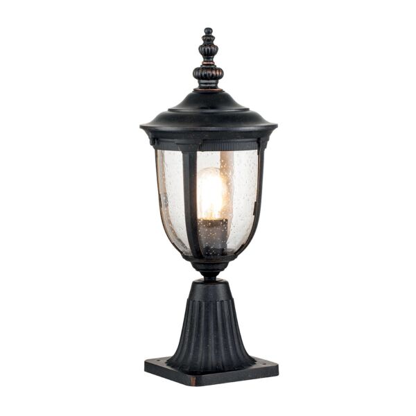 Elstead Lighting - Cleveland - CL3-S - Weathered Bronze Clear Seeded Glass IP44 Outdoor Post Light