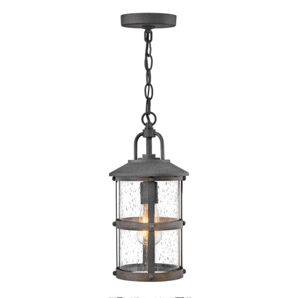 Quintiesse - Lakehouse - QN-LAKEHOUSE8-S-DZ - Aged Zinc Grey Clear Seeded Glass IP44 Outdoor Ceiling Pendant Light