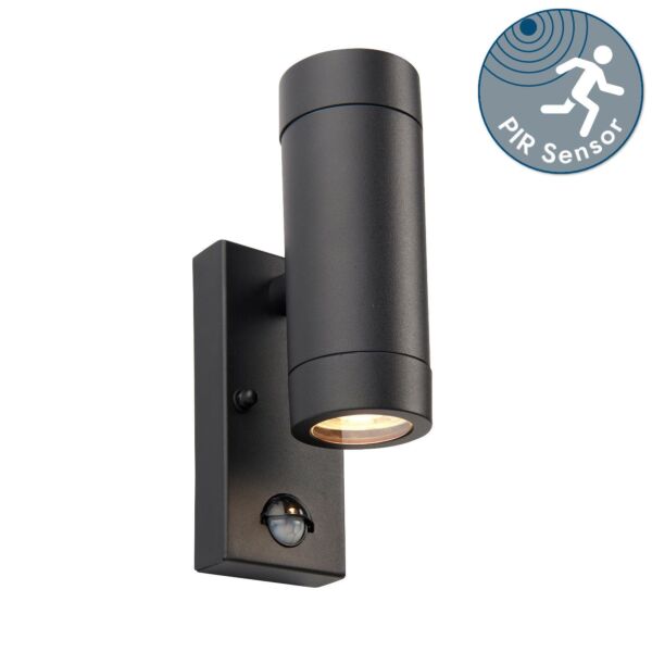 Saxby Lighting - Odyssey - 97822 - Black Clear Glass 2 Light IP44 Outdoor Sensor Wall Light