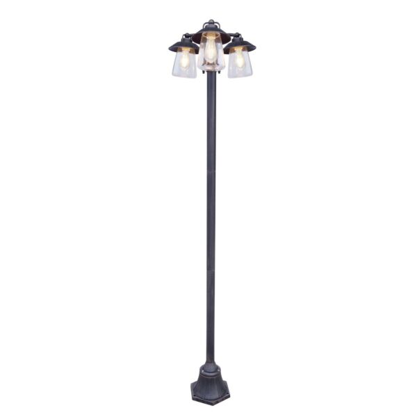 Lutec - Cate - 7264230213 - Rustic Black Clear Glass 2 Light IP44 Outdoor Lamp Post