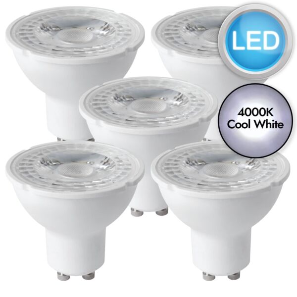 5 x 5W LED GU10 Dimmable Light Bulbs - 4000K Cool White