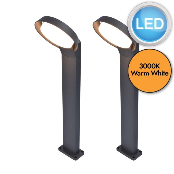 Set of 2 Polo - LED Dark Grey Opal IP54 Outdoor Post Lights