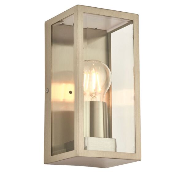 Endon Lighting - Oxford - 53803 - Stainless Steel Clear Glass IP44 Outdoor Half Lantern Wall Light