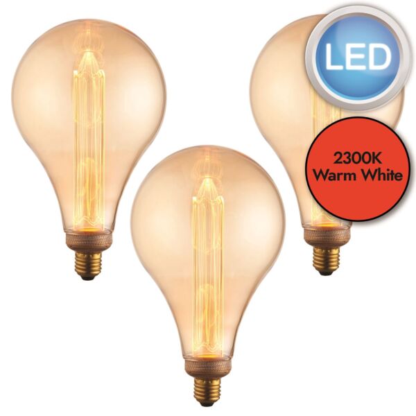 Endon Lighting - Set of 3 XL Globe - 77084 - LED Anti Glare E27 ES - Filament Light Bulbs - 148mm dia