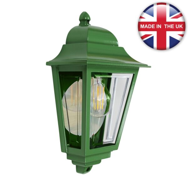 Elstead Lighting - Deco Lane - DECO-LANE7-GREEN - Green Clear IP44 Outdoor Half Lantern Wall Light