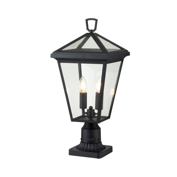 Quintiesse - Alford Place - QN-ALFORD-PLACE3-M-MB - Black Clear Glass 2 Light IP44 Outdoor Post Light