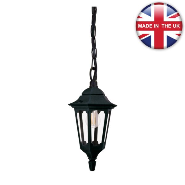 Elstead Lighting - Parish - PRM9-BLACK - Black Clear Glass IP44 Outdoor Ceiling Pendant Light