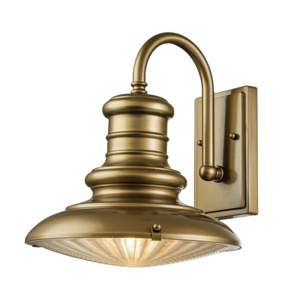 Feiss Lighting - Redding Station - FE-REDDING2-M-PDB - Distressed Brass Prismatic Glass IP44 Outdoor Wall Light