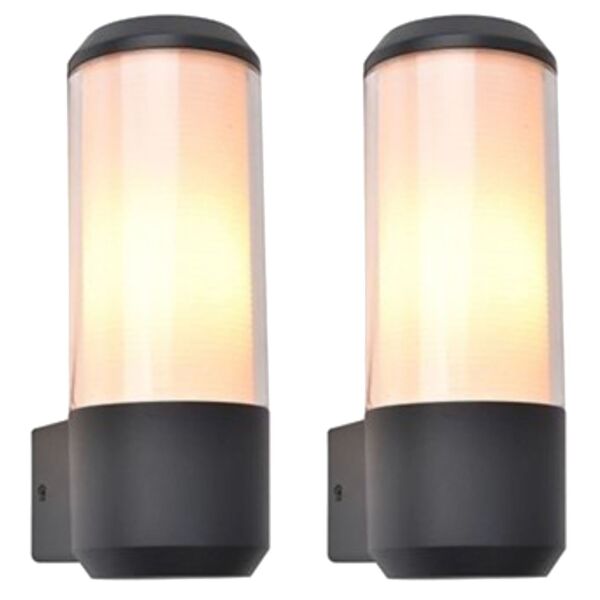 Set of 2 Heros - Dark Grey Opal IP44 Outdoor Wall Lights