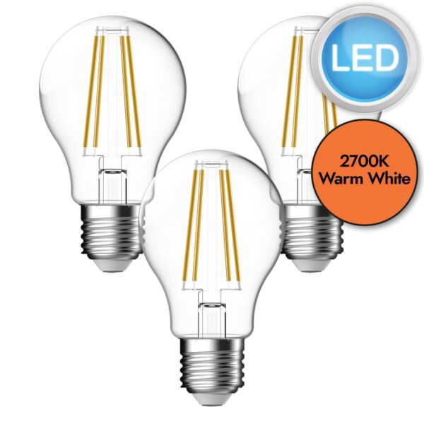 3 x 6.8W LED E27 Filament Light Bulbs - Warm White