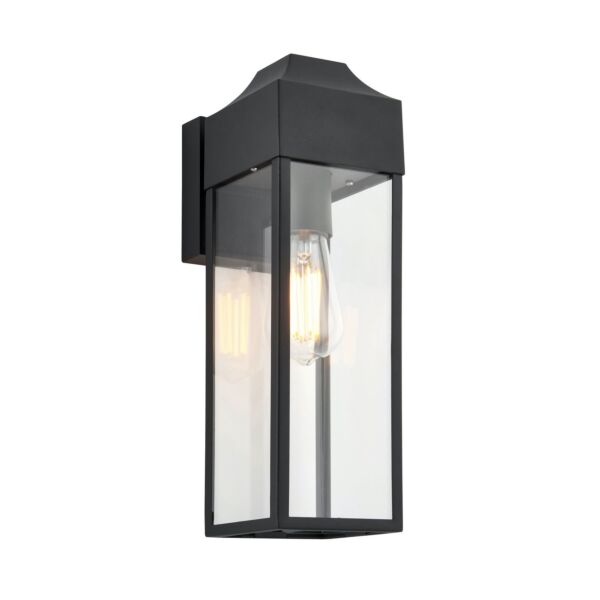 Edgerton - Black Clear Glass IP44 Outdoor Wall Light