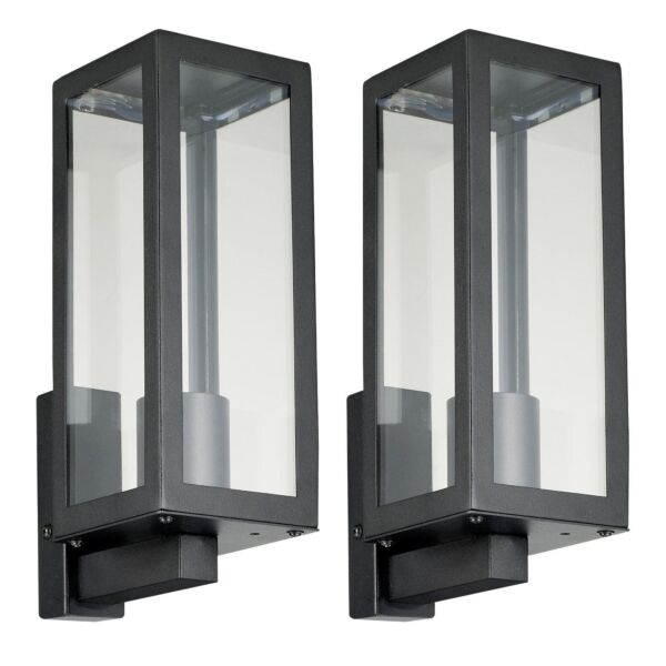 Set of 2 Montrose - Black Outdoor Lantern Wall Lights