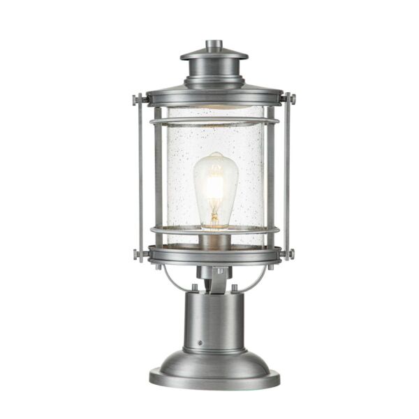 Quintiesse - Booker - QN-BOOKER3-M-IA - Industrial Aluminium Clear Seeded Glass IP44 Outdoor Post Light