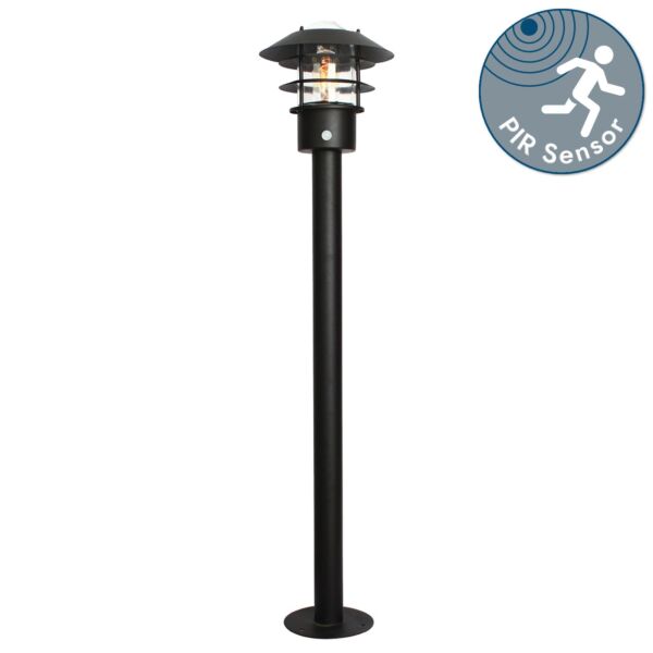 Elstead Lighting - Helsingor - HELSINGOR-PIR-BOL-BK - Black Clear Glass IP44 Outdoor Post Light