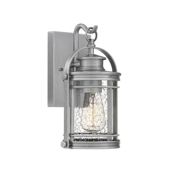 Quintiesse - Booker - QN-BOOKER-S-IA - Industrial Aluminium Clear Seeded Glass IP44 Outdoor Wall Light