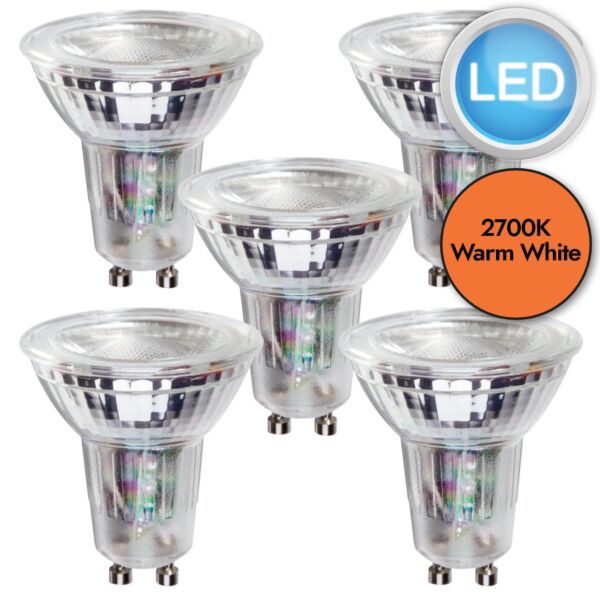 5 x 4.7W LED GU10 Dimmable Light Bulbs - Warm White