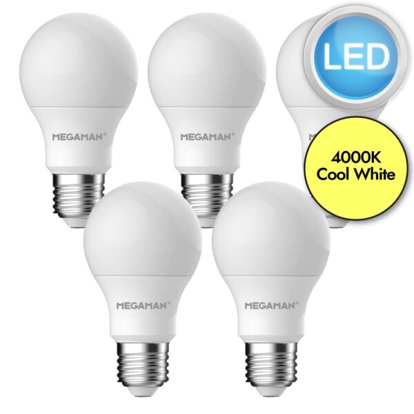 5 x 8.6W LED E27 Light Bulbs - Cool White