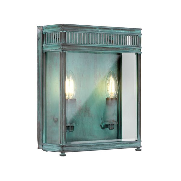 Elstead Lighting - Holborn - HL7-M-VDG - Verdigris Clear Glass 2 Light IP44 Outdoor Half Lantern Wall Light