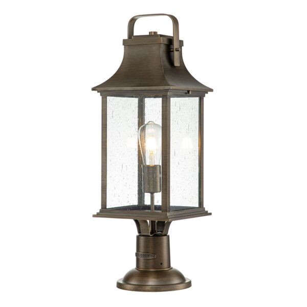 Quintiesse - Grant - QN-GRANT3-L-BU - Burnished Bronze Clear Seeded Glass IP44 Outdoor Post Light