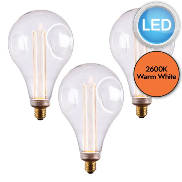 Endon Lighting - Set of 3 XL Dimple Globe - 77113 - LED Anti Glare E27 ES - Filament Light Bulbs - 148mm dia