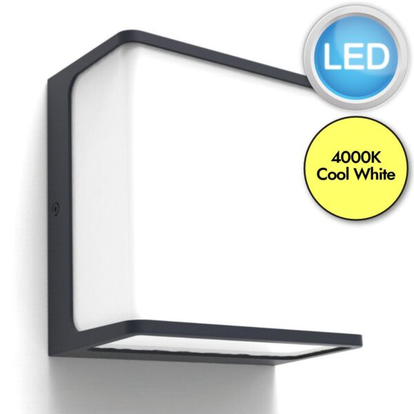 Lutec - Doblo - 5105003125 - LED Charcoal Opal IP54 Outdoor Wall Light