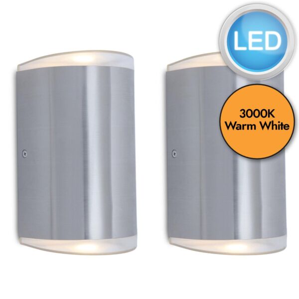 Set of 2 Path - LED Stainless Steel Opal Clear IP54 Outdoor Wall Washer Lights