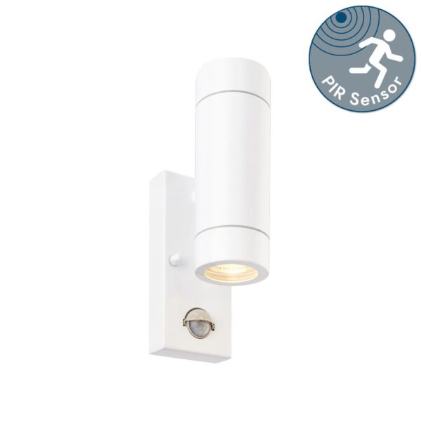 Saxby Lighting - Palin - 75440 - White Clear Glass 2 Light IP44 Outdoor Sensor Wall Light