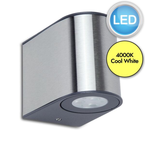 Lutec - Gemini - 5189002118 - LED Stainless Steel Clear Glass IP54 Outdoor Wall Washer Light