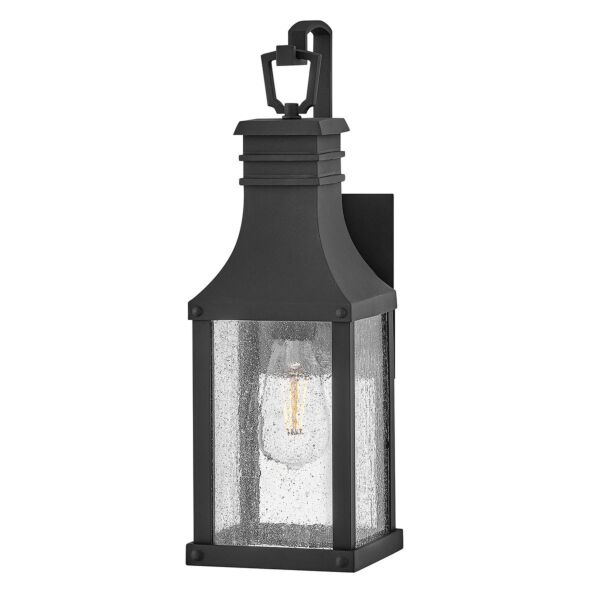 Hinkley Lighting - Beacon Hill - HK-BEACON-HILL-S-MB - Black Clear Seeded Glass IP44 Outdoor Half Lantern Wall Light