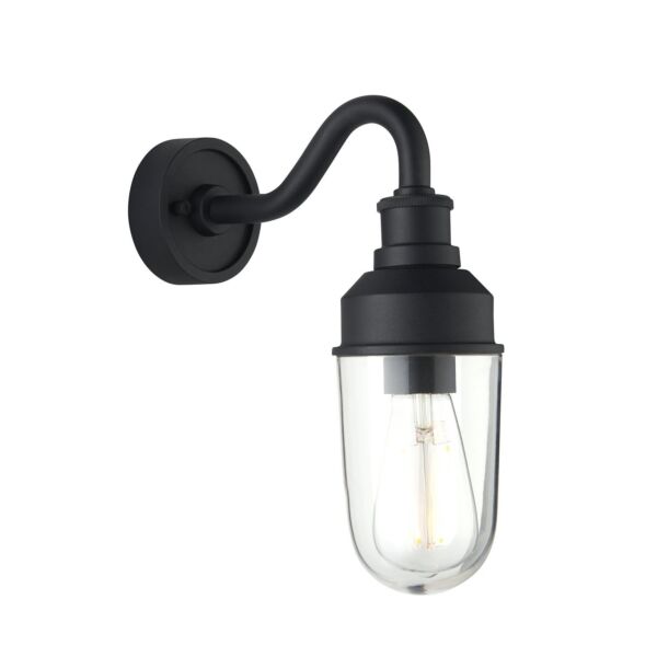 Dorchester - Black Clear Glass IP44 Outdoor Wall Light