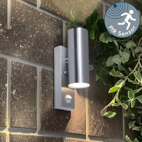 Rado - Stainless Steel IP44 Outdoor Motion Sensor Up Down GU10 Wall Light