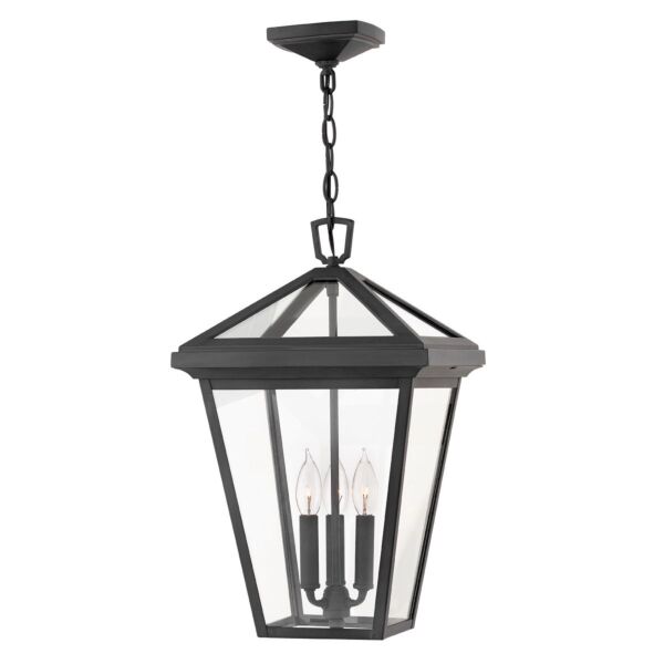 Quintiesse - Alford Place - QN-ALFORD-PLACE8-L-MB - Black Clear Glass 3 Light IP44 Outdoor Ceiling Pendant Light