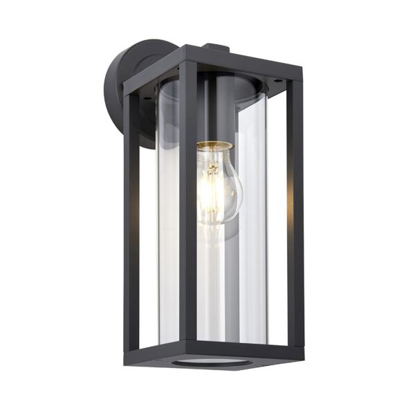 Endon Lighting - Hamden - 96917 - Black Clear Glass IP44 Outdoor Wall Light