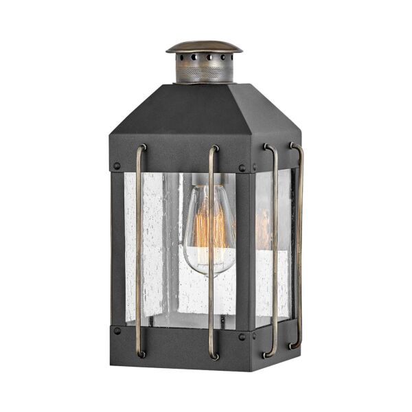 Hinkley Lighting - Fitzgerald - HK-FITZGERALD2-S - Black Clear Seeded Glass IP44 Outdoor Half Lantern Wall Light