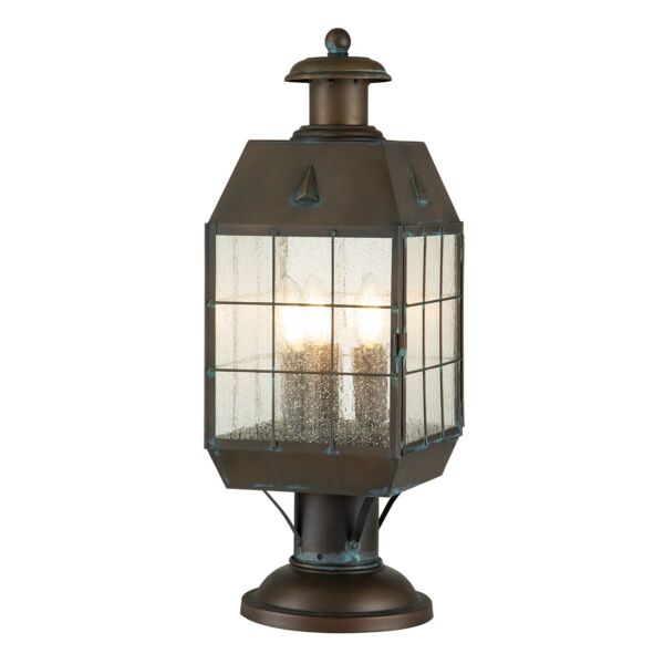 Quintiesse - Nantucket - QN-NANTUCKET3-L-AS - Aged Brass Clear Seeded Glass 3 Light IP44 Outdoor Post Light