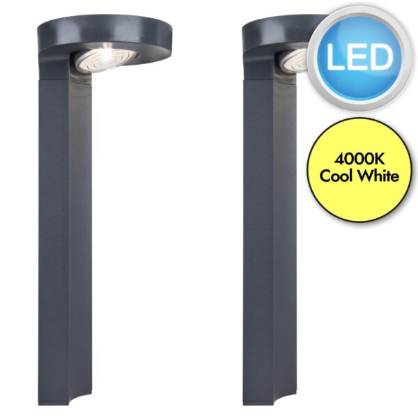 Set of 2 Diso - LED Grey Clear IP44 Solar Outdoor Post Lights