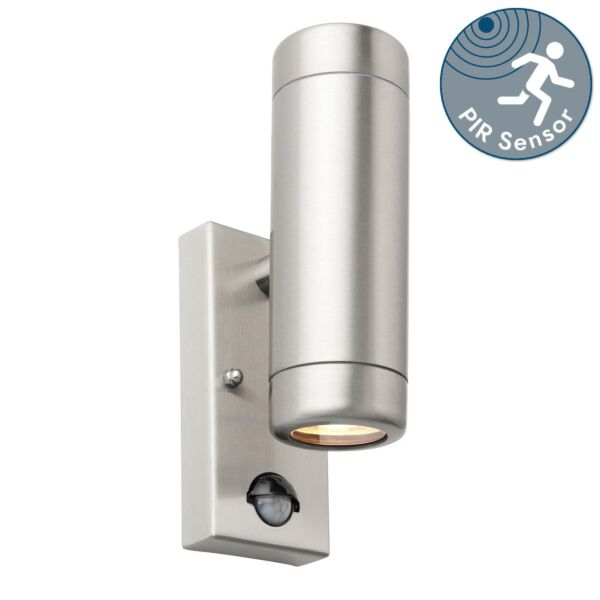 Saxby Lighting - Odyssey - 97821 - Stainless Steel Clear Glass 2 Light IP44 Outdoor Sensor Wall Light