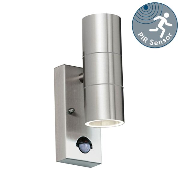 Endon Lighting - Canon - EL-40062 - Stainless Steel Clear Glass 2 Light IP44 Outdoor Sensor Wall Light