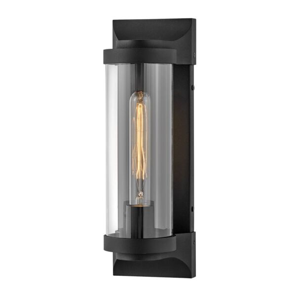 Quintiesse - Pearson - QN-PEARSON-M-TK - Black Clear Glass IP44 Outdoor Wall Light