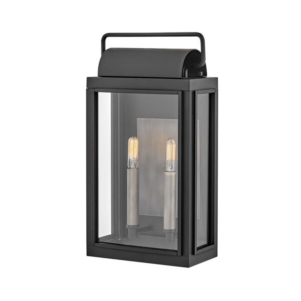 Hinkley Lighting - Sag Harbor - HK-SAG-HARBOR-M-BK - Black Clear Glass 2 Light IP44 Outdoor Floodlight