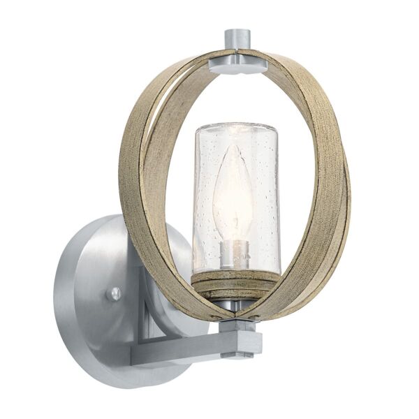 Kichler Lighting - Grand Bank - KL-GRAND-BANK1-DAG - Distressed Grey Clear Seeded Glass IP44 Outdoor Wall Light