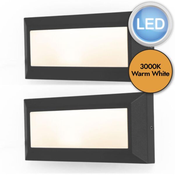 Set of 2 Helena - 11W LED Black Opal IP54 Outdoor Recessed Marker Lights