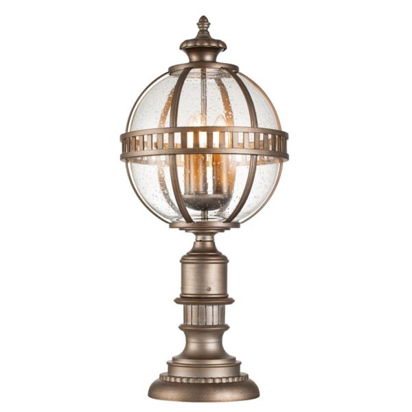 Kichler Lighting - Halleron - KL-HALLERON-3M-BU - Burnished Bronze Clear Seeded Glass 3 Light IP44 Outdoor Post Light