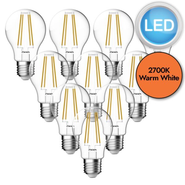 10 x 6.8W LED E27 Filament Light Bulbs - Warm White